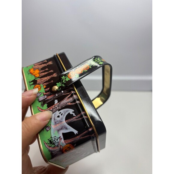 Vintage Keller Charles Halloween Tin Box Haunted House Ghosts Jack O Lanterns - Picture 6 of 12